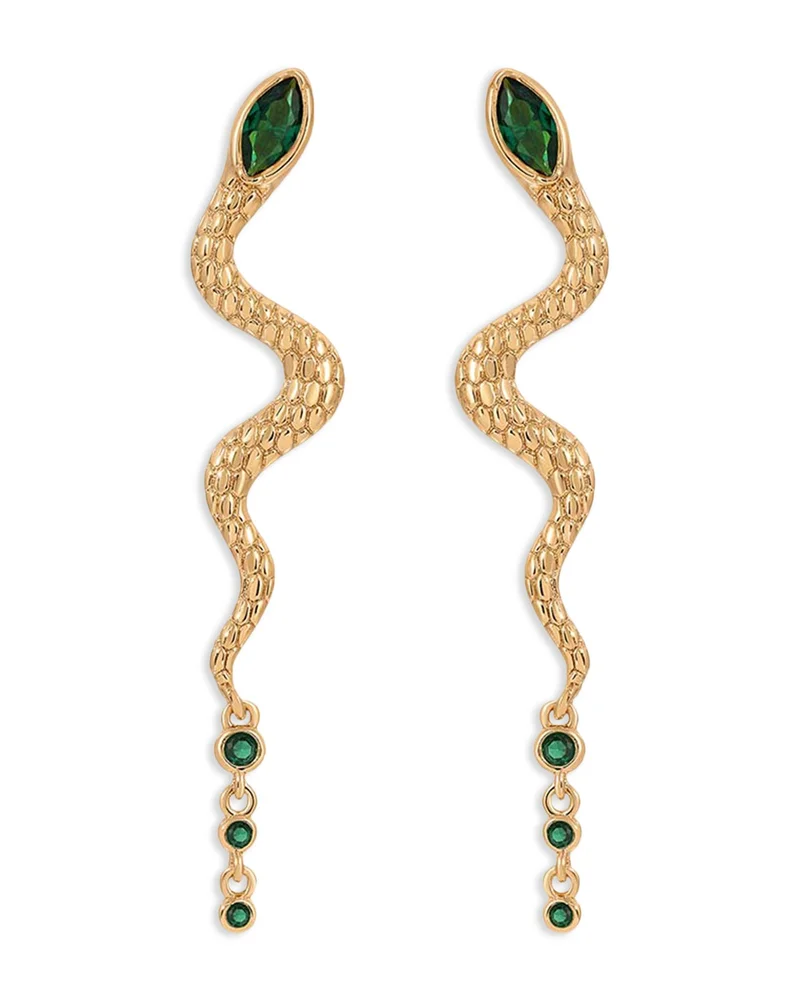 Serpentina Pavé Snake Linear Drop Earrings