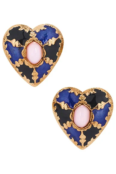 Harlequin Cabochons Heart Earrings