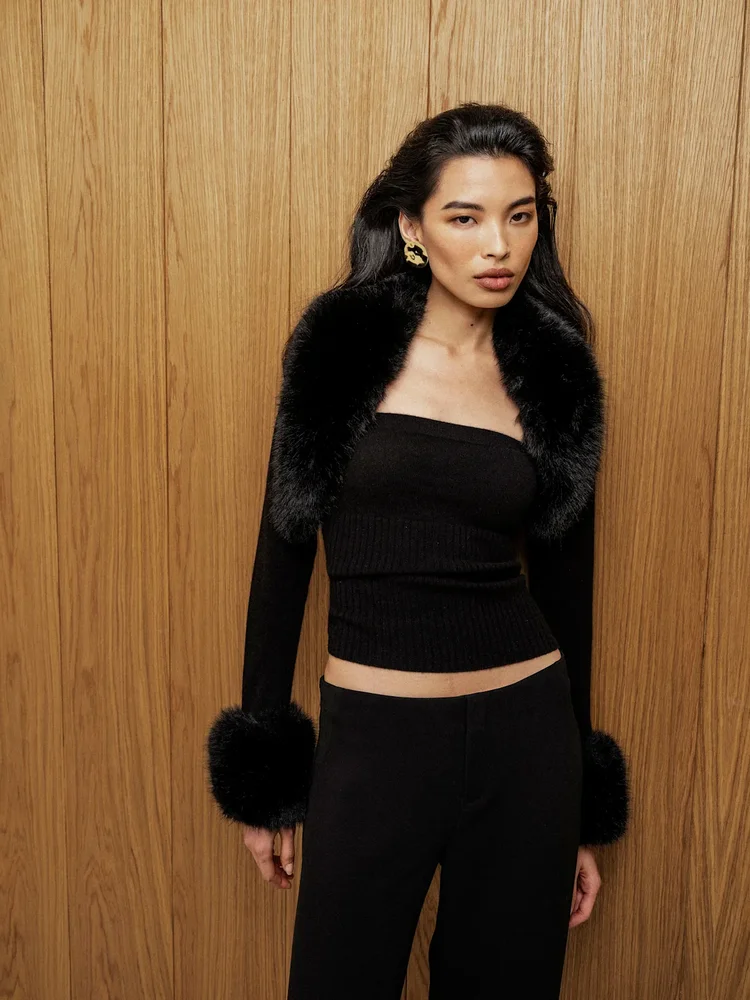 Clarissa Cashmere Faux Fur Bolero Set