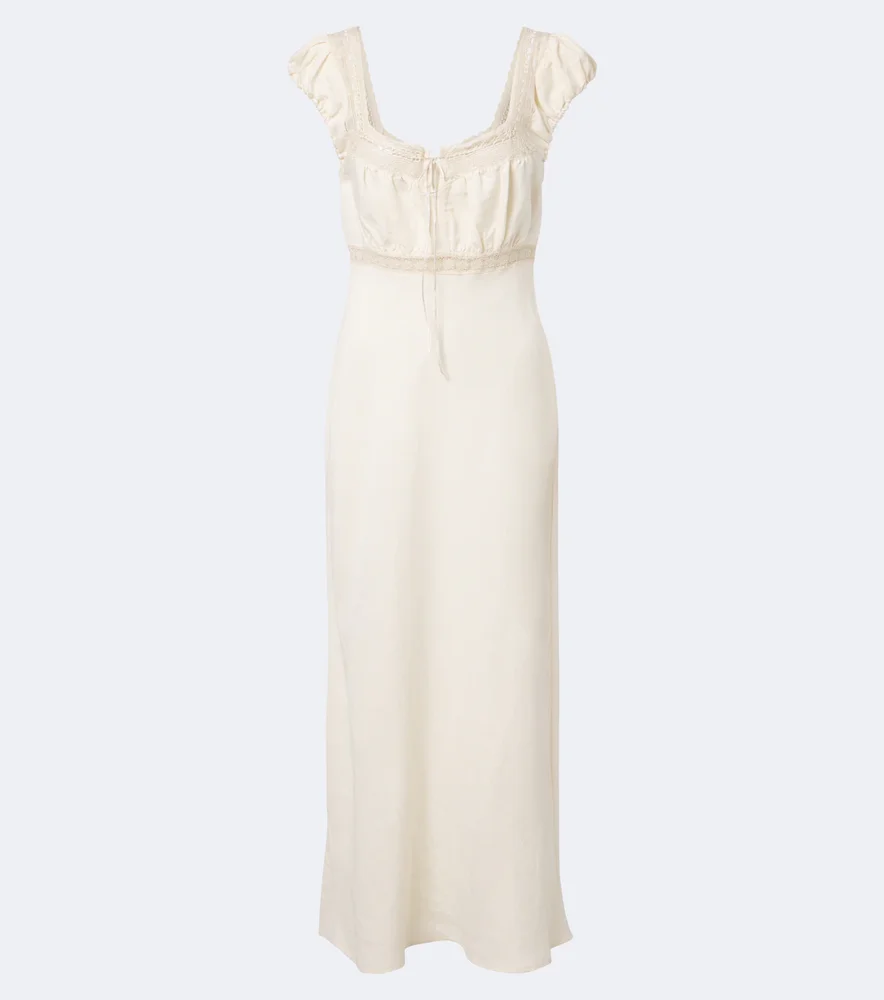 Maeva lace-trimmed linen-blend maxi dress