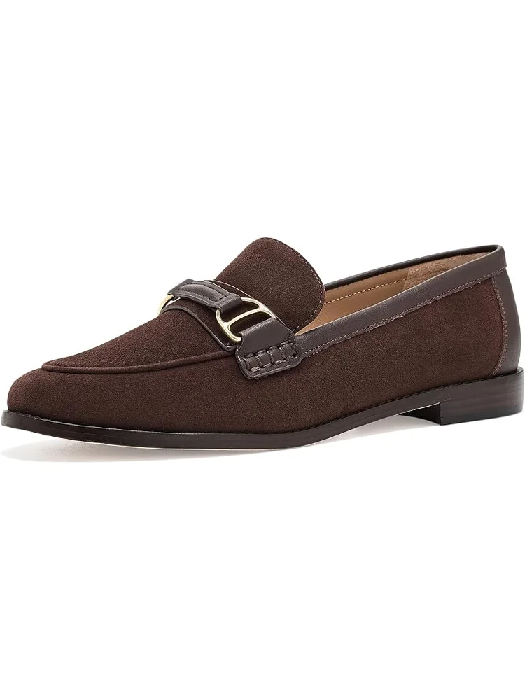 Tasha Leather-Trim Suede Loafers