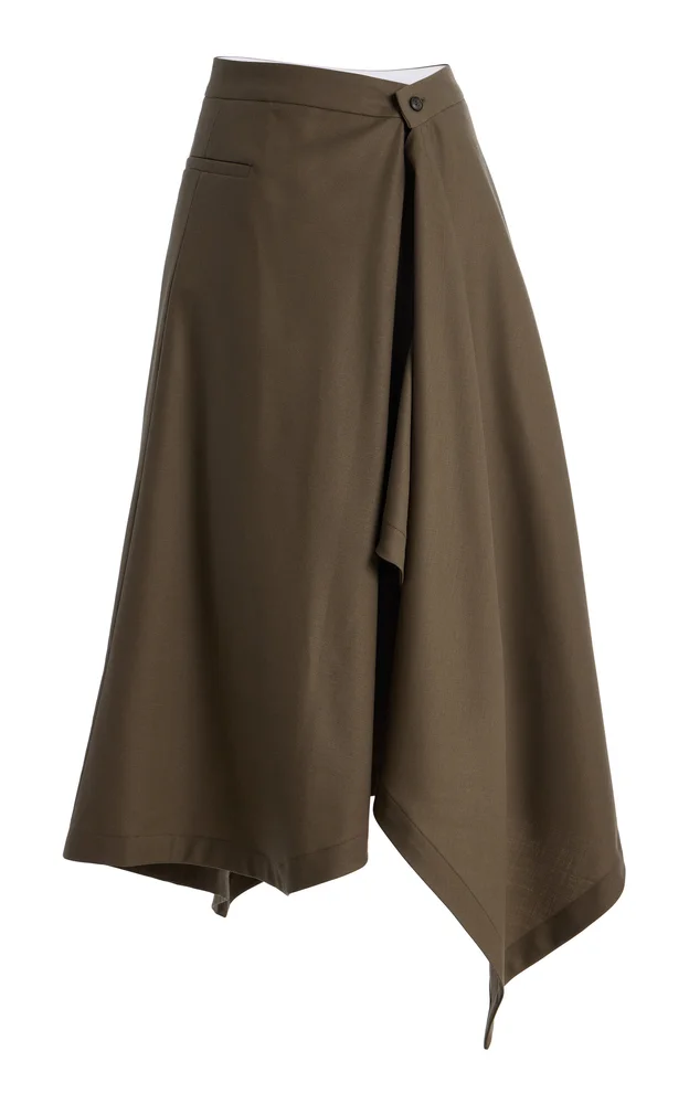 Exclusive Summer Wool Asymmetric Midi Skirt