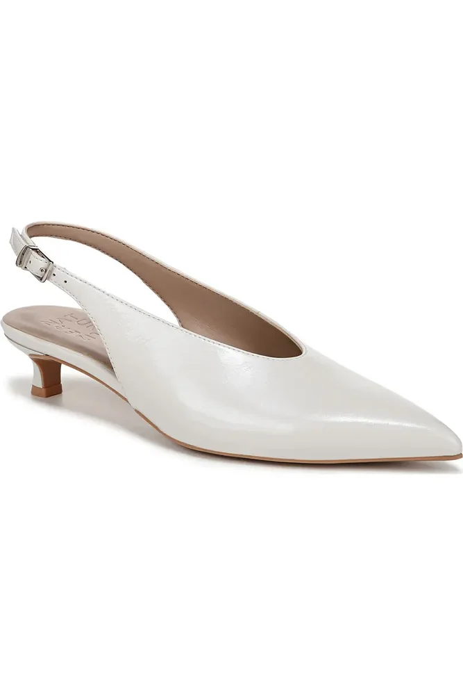 Nicolette Slingback Pointed Toe Kitten Heel Pump (Warm White)