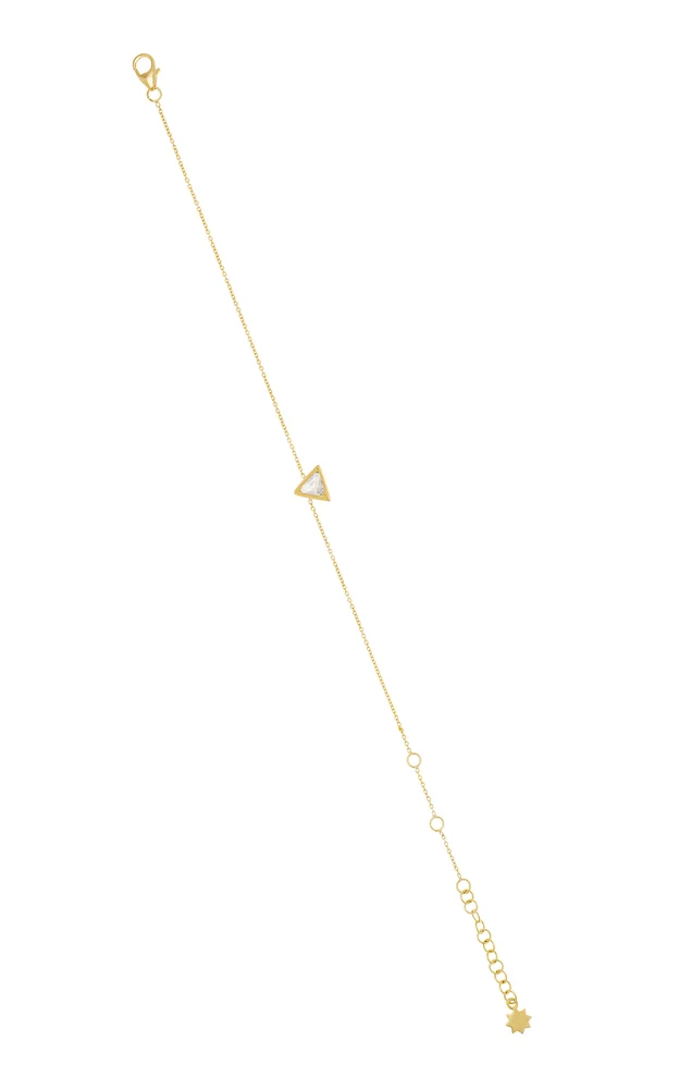 18K Yellow Gold And Kundan Diamond Triangle Chain Bracelet