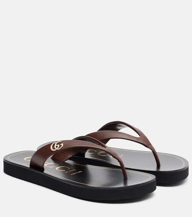 Double G leather thong sandals