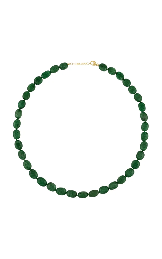 14K Yellow Gold Emerald Quartz Necklace