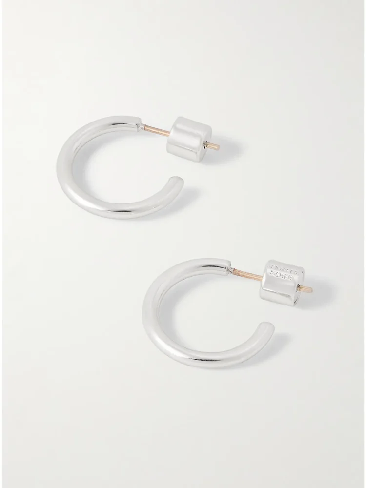 Thread Huggies silver-plated hoop earrings
