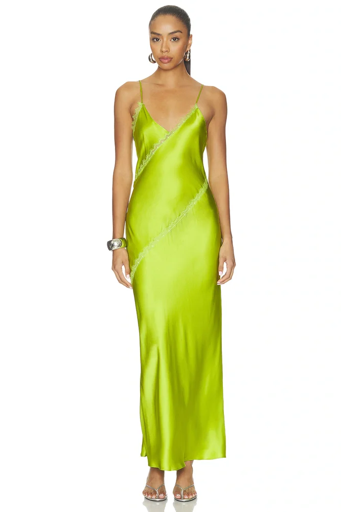 Cece Lace Inset Cami Dress - chartreuse