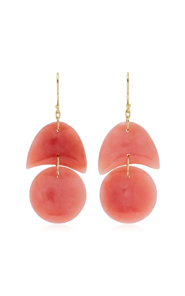 Tiny Arp 18K Yellow Gold Opal Earrings