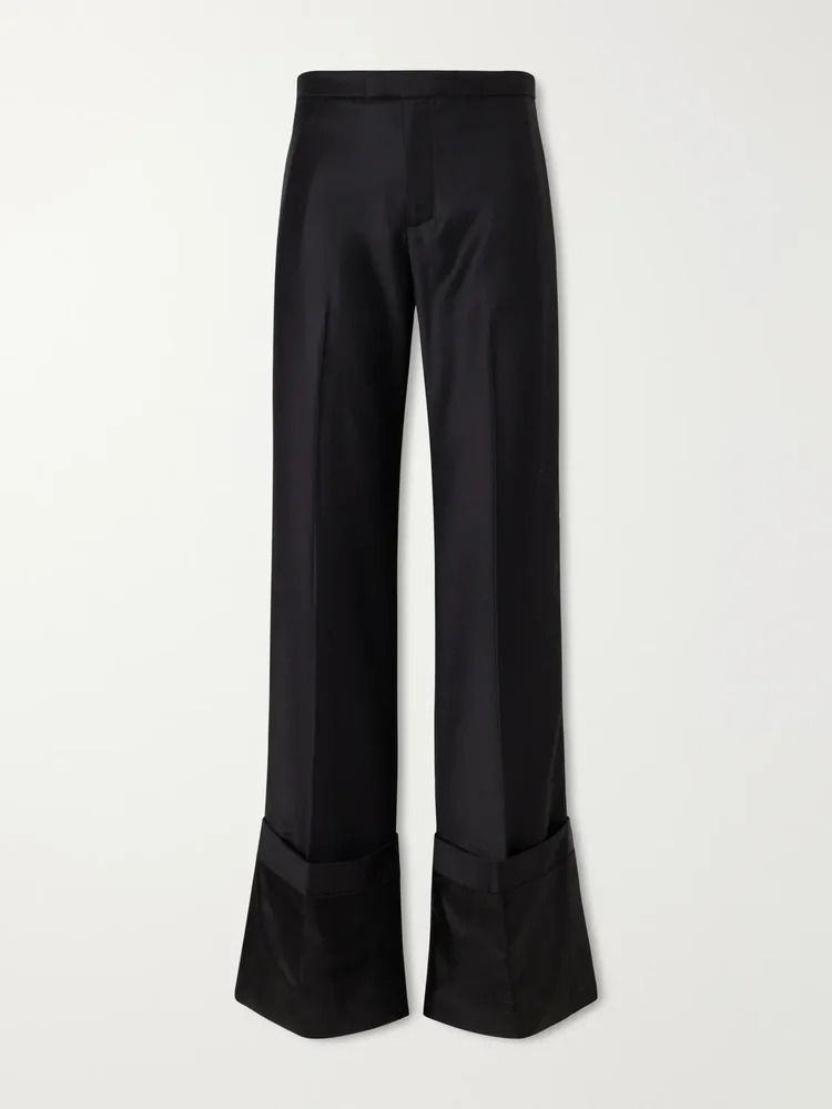 Wool-twll wide-leg pants