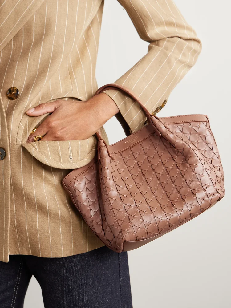 Secret mini woven leather shoulder bag