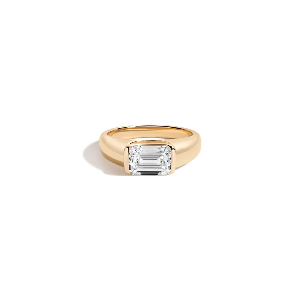 2ct Emerald Lab Grown Diamond Floating Signet Ring