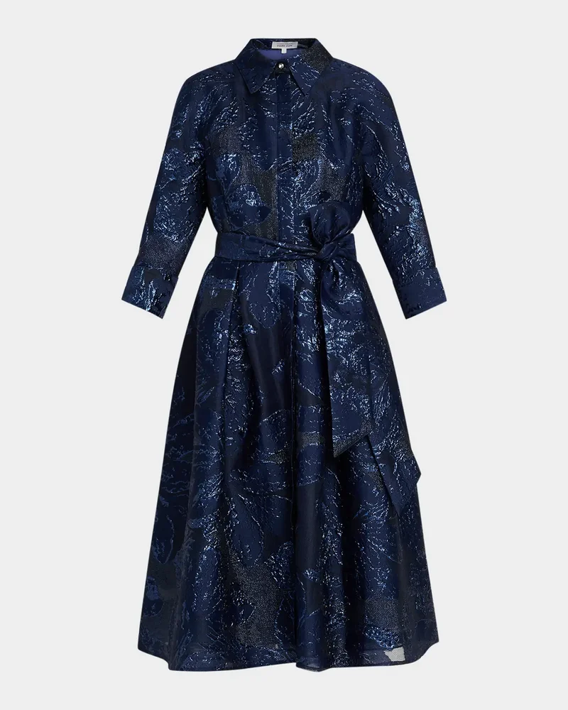 Metallic Jacquard Shirtwaist Midi Dress