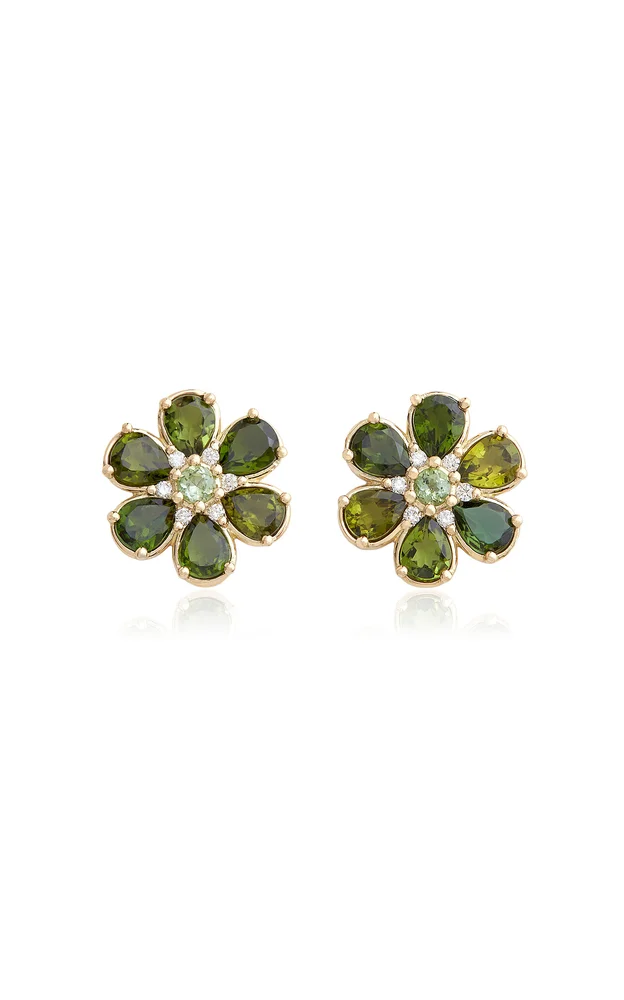 18K Yellow Gold Green Tourmaline Earrings