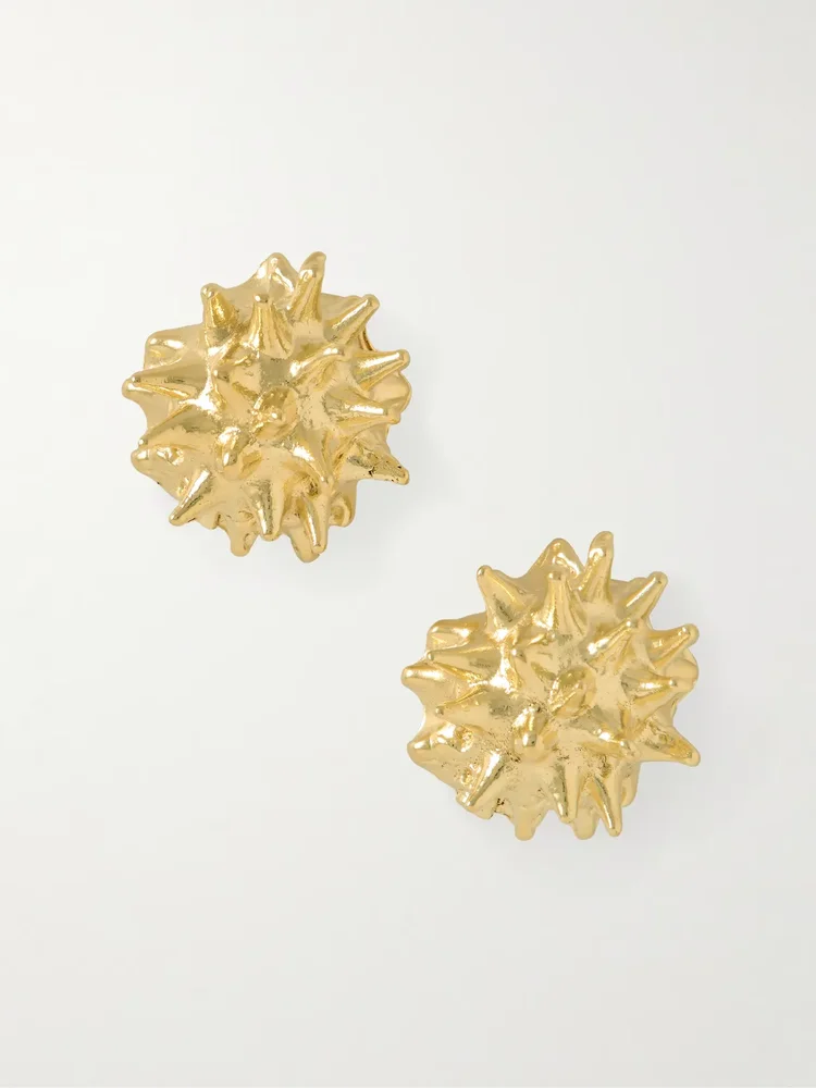 Sea Urchin gold-plated earrings