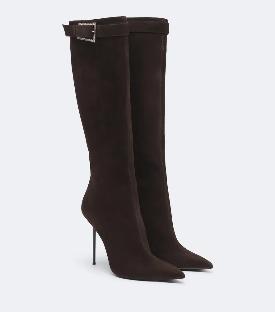 Lidia embellished suede knee-high boots