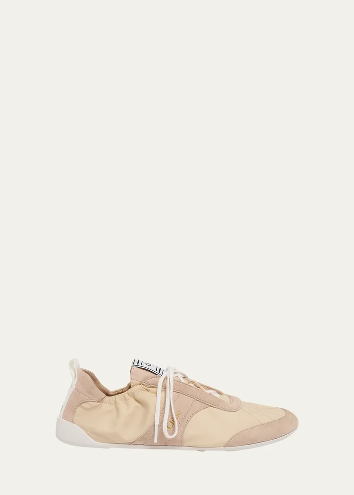 Kick Mixed Leather Low-Top Sneakers