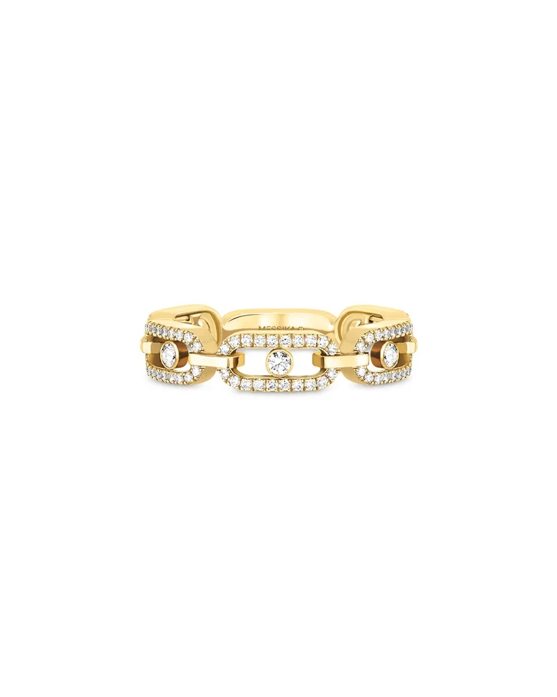 18K Gold Move Link Diamond Pavé Chain Ring, 0.43 tcw