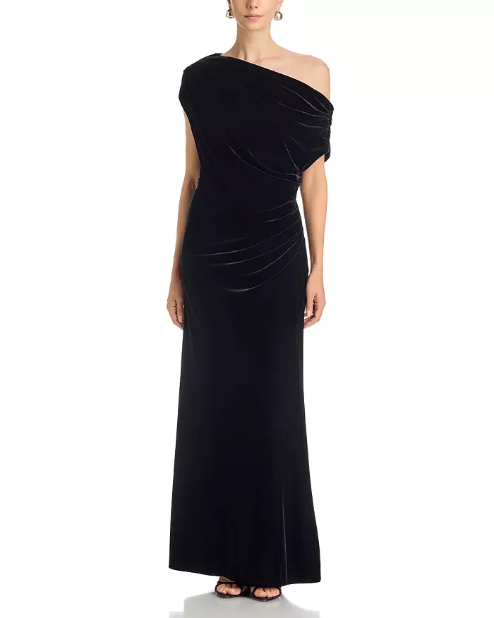 Velvet Off-The-Shoulder Maxi Dress