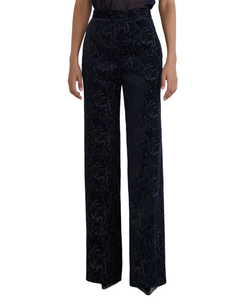 Flocked Velvet Flare Trousers - Exclusive