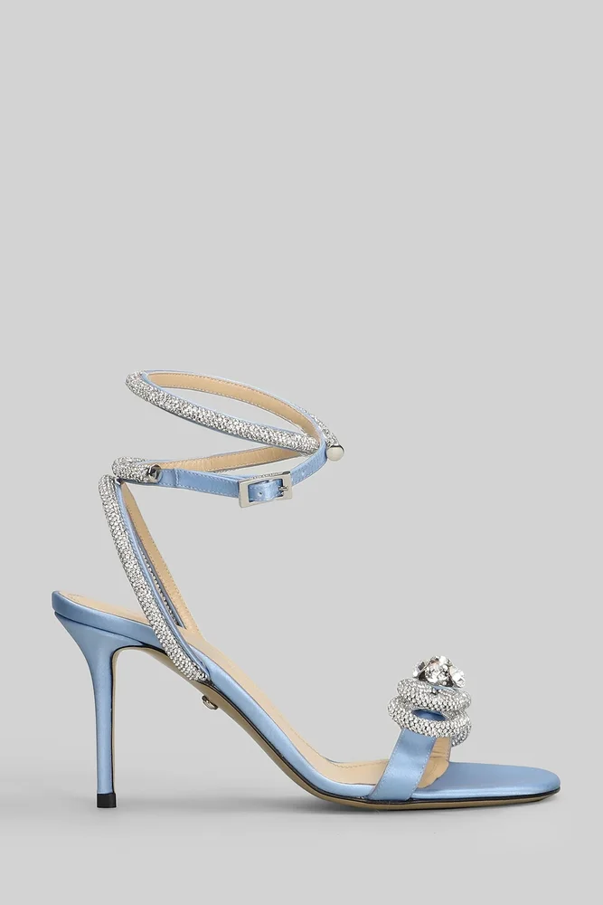 Sandals in cyan satin
