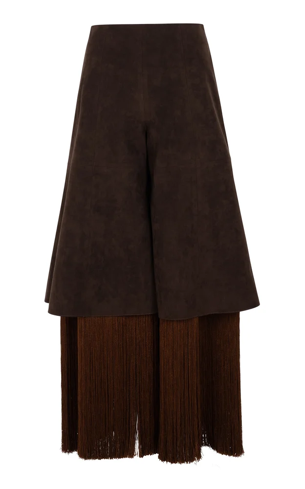 Fringed Faux Suede Wide-Leg Culottes