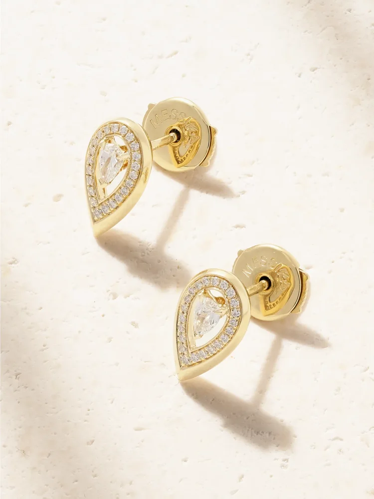 Fiery 18-karat gold diamond earrings