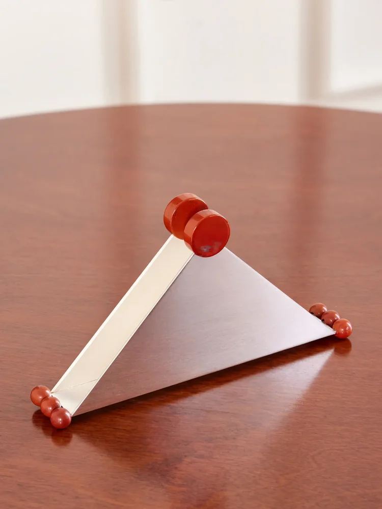 Silver-plated and stone napkin holder