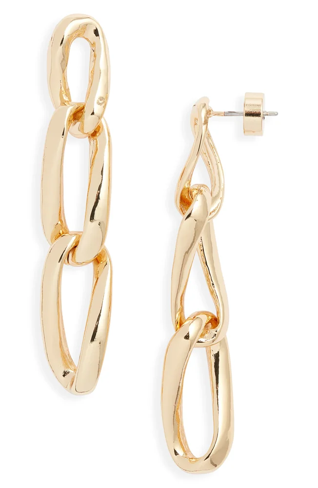 Curb Chain Linear Drop Earrings