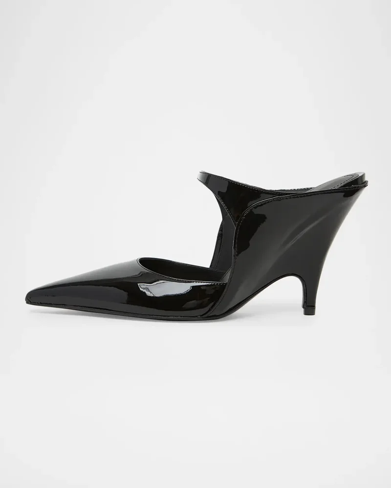 95mm Jasir Patent Leather Mule Pumps