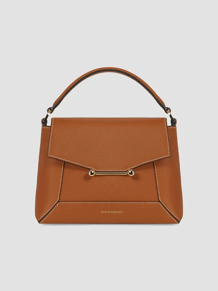 Mosaic Grain Leather Top Handle Bag