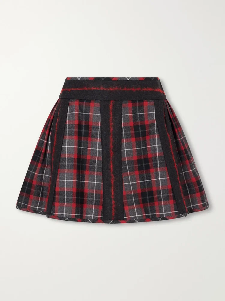 Mini Bell checked pleated mini skirt