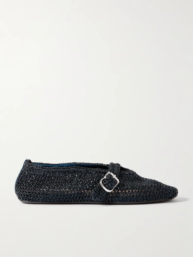 Metallic crocheted ballet flats