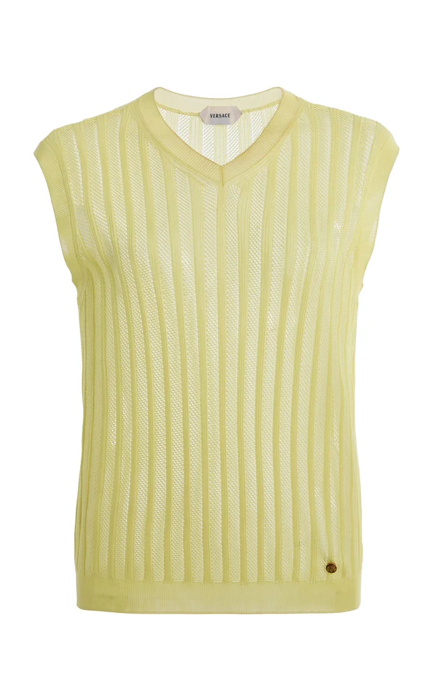 Knitted Mesh Ribbed Top