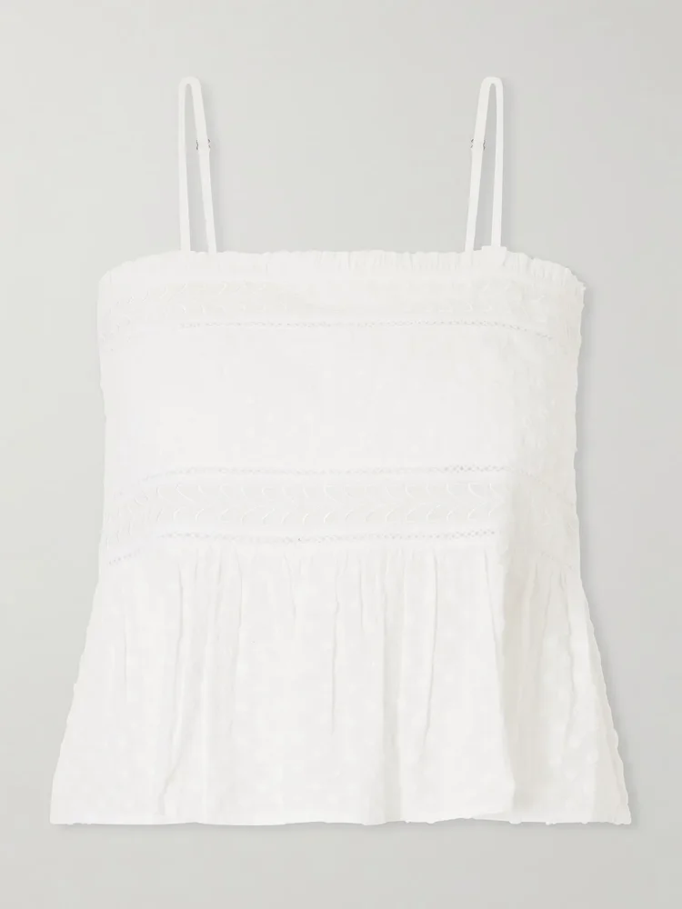 Saskia embroidered cotton-voile top
