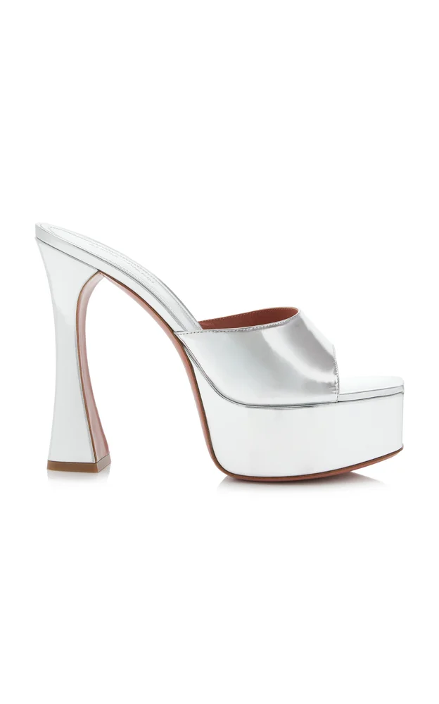 Dalida Metallic Leather Platform Mules