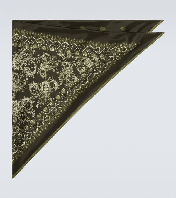 Paisley Silk Pocket Square in Green