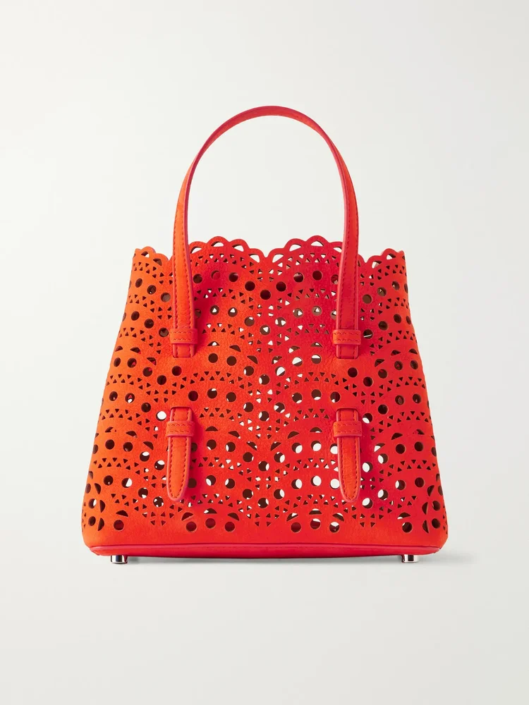 Mina 20 laser-cut leather top-handle bag
