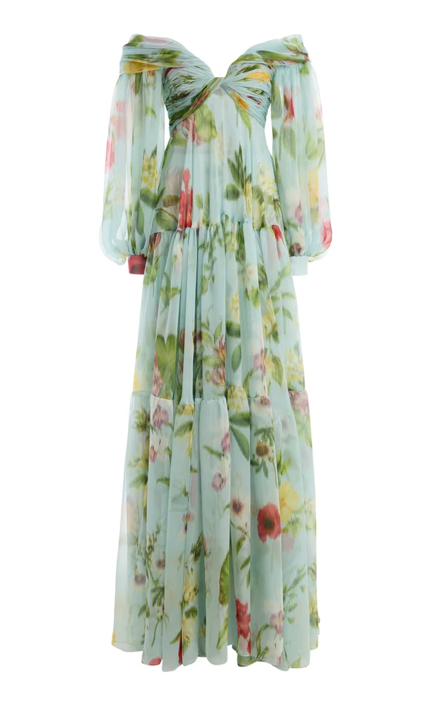 Off-The-Shoulder Silk-Chiffon Gown