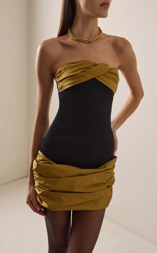 Taffeta-Trimmed Satin-Cady Mini Dress