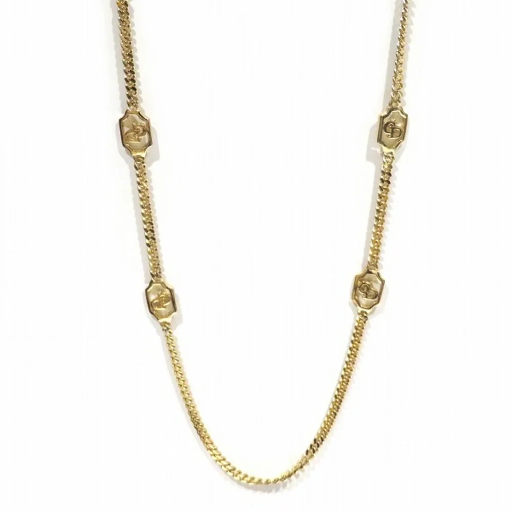 Pre-Owned Pendant Necklace Gold GP Long Chain Motif