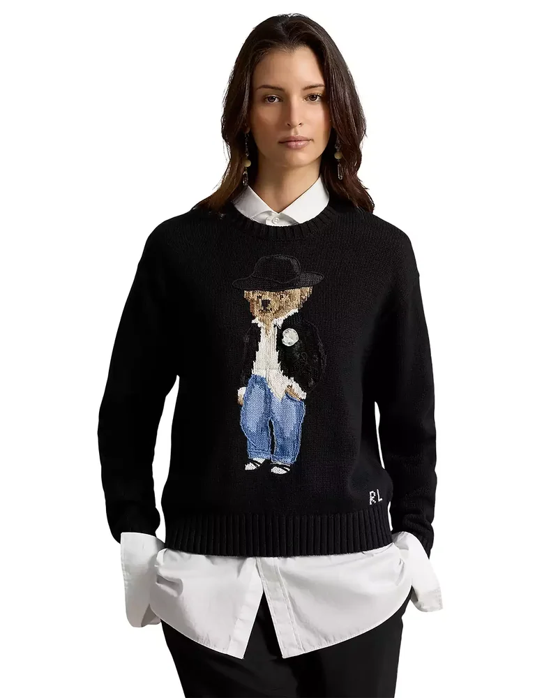 Holiday Polo Bear Cotton Crewneck Sweater