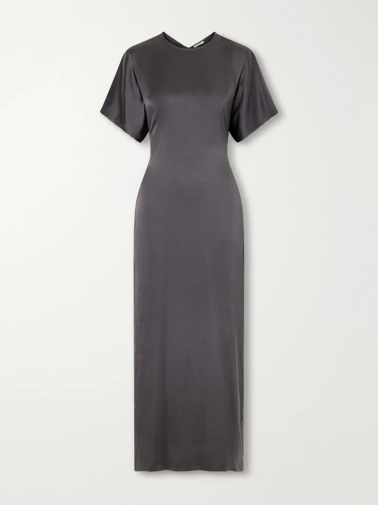Imogen draped metallic satin maxi dress