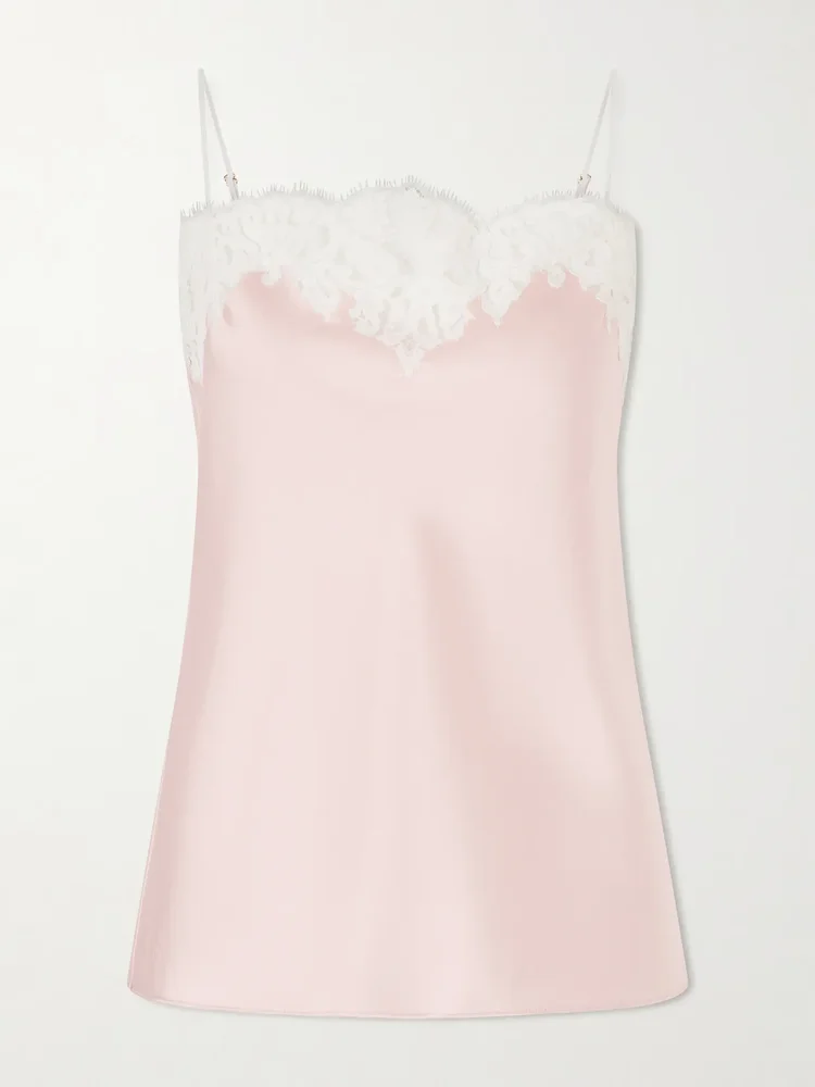 Lace-trimmed satin camisole