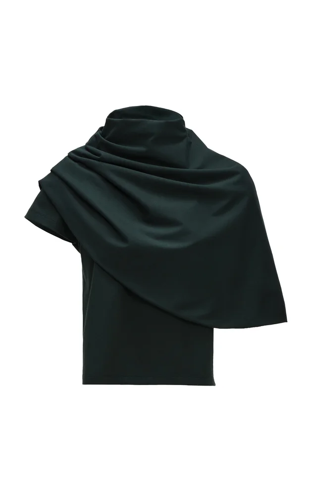 Cape-Detailed Cotton-Blend Top