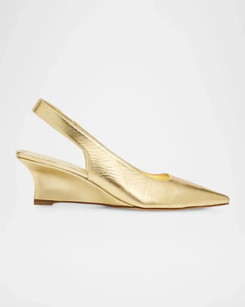 Vinnie 50MM Leather Wedge Slingback Pumps