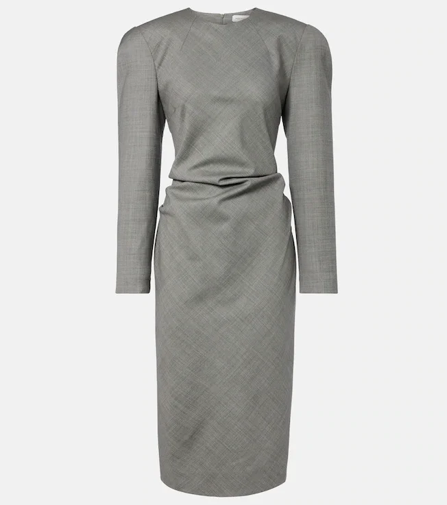 Draped wool midi dress