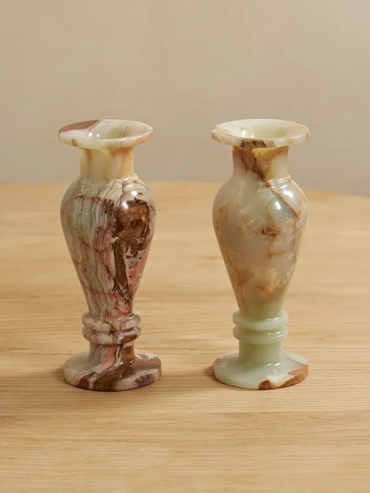 Set of two onyx vases