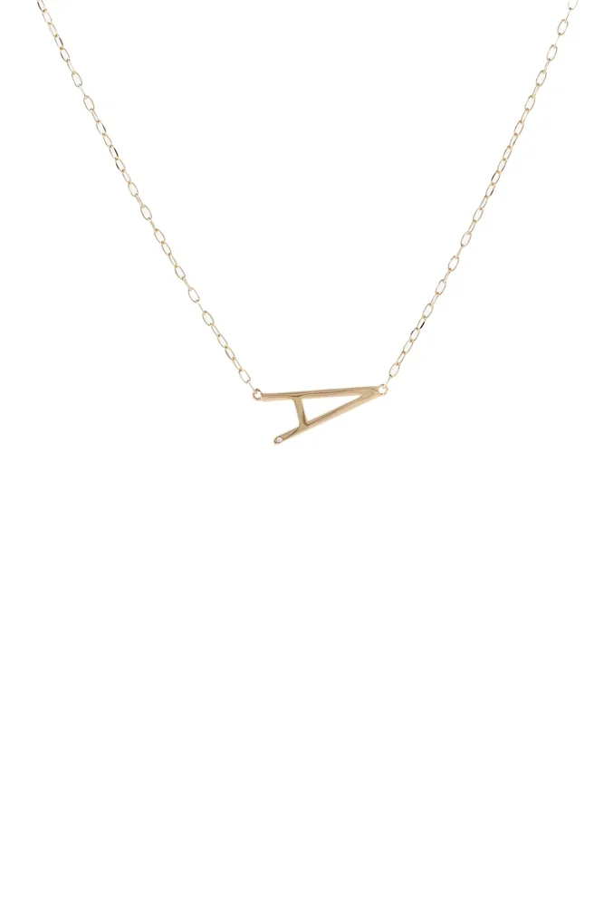Gold Elongated Initial Pendant Necklace