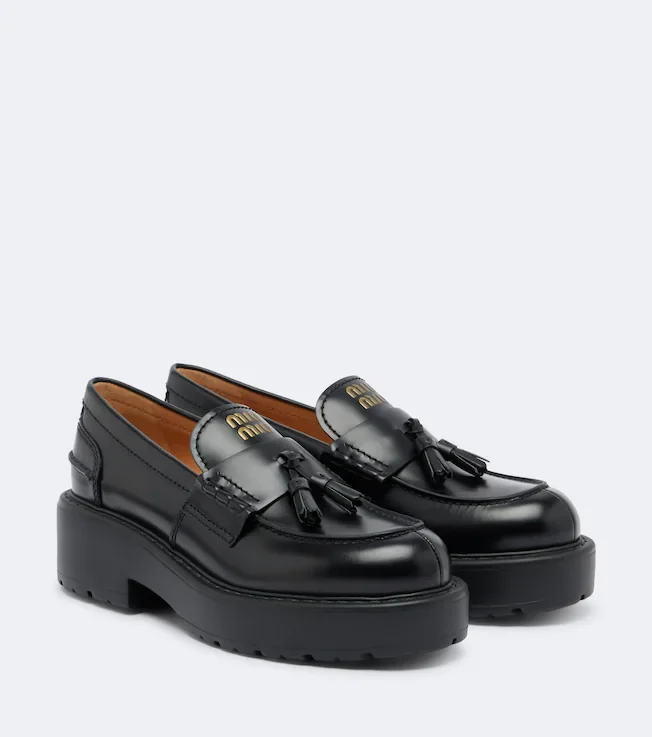 Leather platform loafers